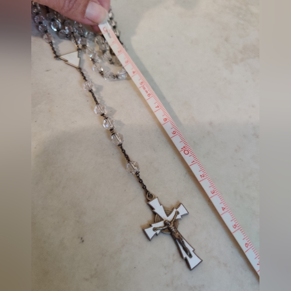 Vintage MCM Silver and Enamel Catholic Rosary Original Box - Picture 12 of 15